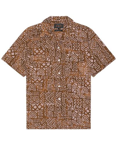 Beams Plus Open Collar Batik Print - Brown