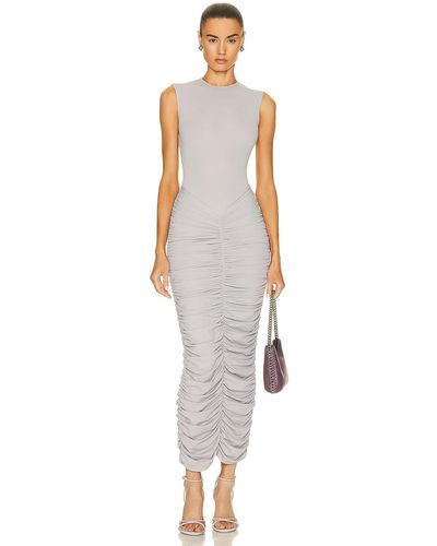 Alex Perry Broden Crew Neck Ruched Dress - White