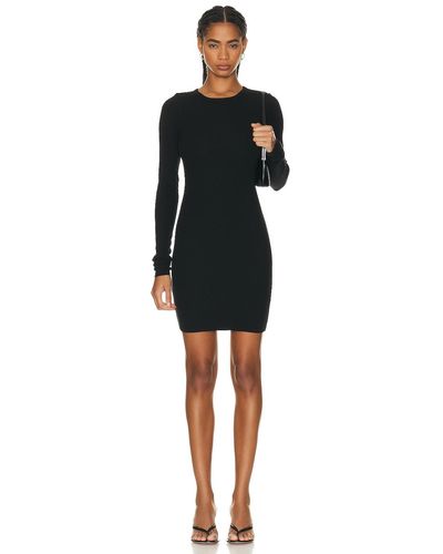 ÉTERNE Long Sleeve Crewneck Mini Dress - Black