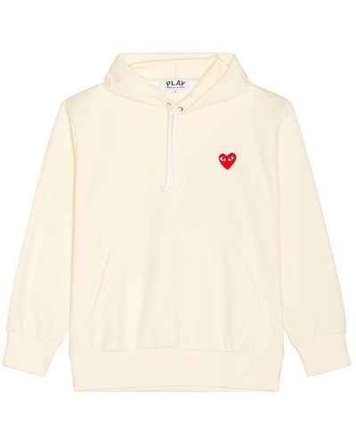 COMME DES GARÇONS PLAY Pullover Hoodie With Red Emblem - White