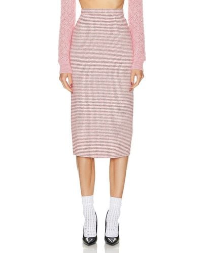 Alessandra Rich Sequin Tweed Midi Skirt - Pink