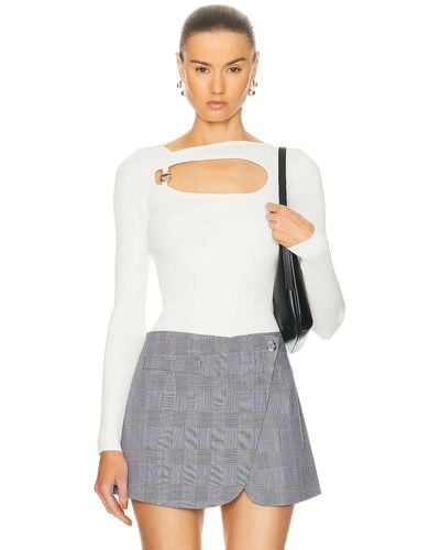 Coperni Knitted Cut Out Long Sleeved Top - White
