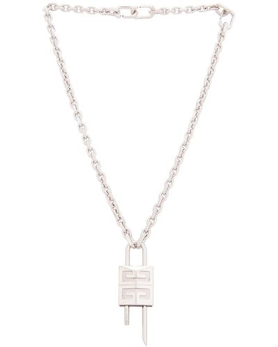 Givenchy Lock Small Silverly Necklace - White