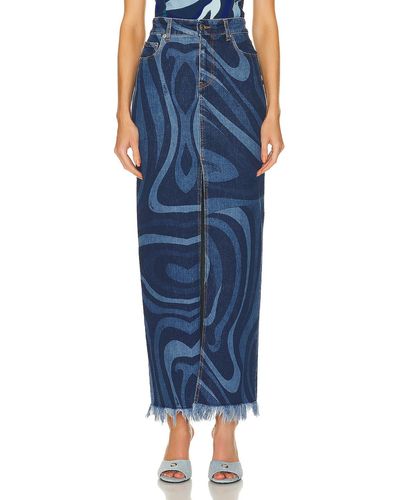 Emilio Pucci High Waist Midi Skirt - Blue