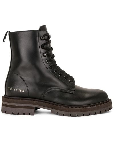 Common Projects Leather Winter Combat Boots - Black