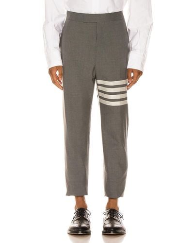 Thom Browne 4 Bar Backstrap Trouser Cropped - Gray