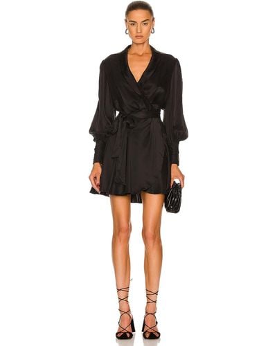 Zimmermann Silk Wrap Mini Dress - Black