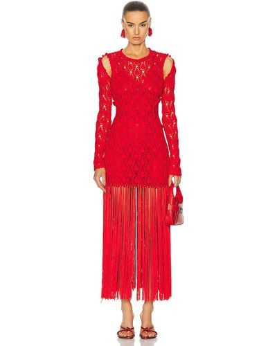 AKNVAS For Fwrd For Fwrd Willow Crochet Gown With Detachable Sleeves - Red