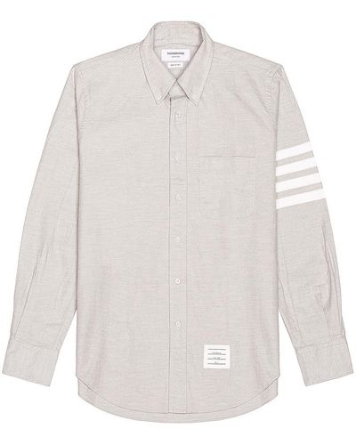 Thom Browne Straight Fit 4 Bar Shirt - Gray