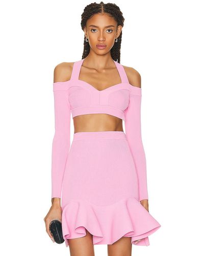 Alexander McQueen Long Sleeve Crop Top - Pink