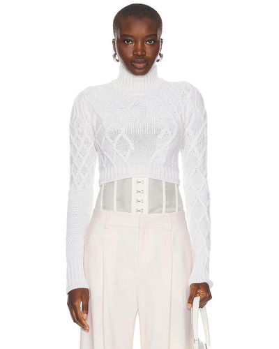 Monse Cropped Cable Sweater - White