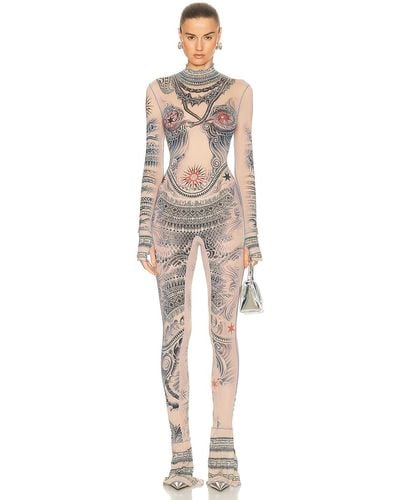 Jean Paul Gaultier Printed Soleil High Neck Jumpsuit - Natural