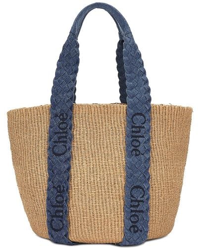 Chloé Large Woody Basket Bag - Blue