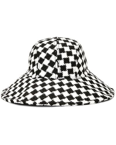 Lele Sadoughi Checkered Sun Bucket Hat - White