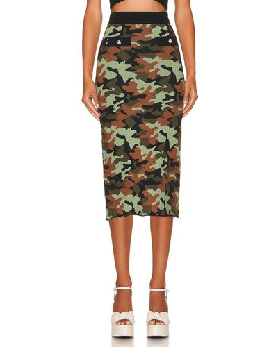 Alessandra Rich Camouflage Jacquard Knitted Midi Skirt - Green