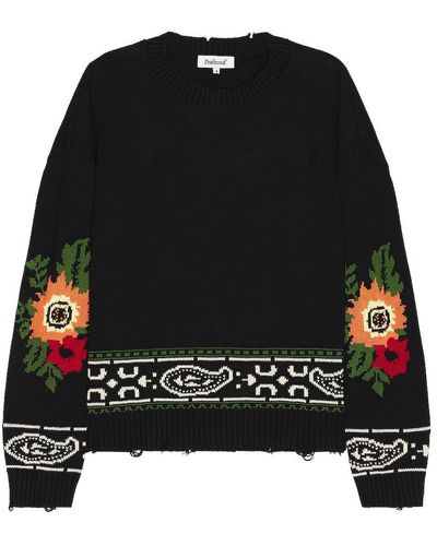 Profound Knitted Floral Paisley Sweater - Black