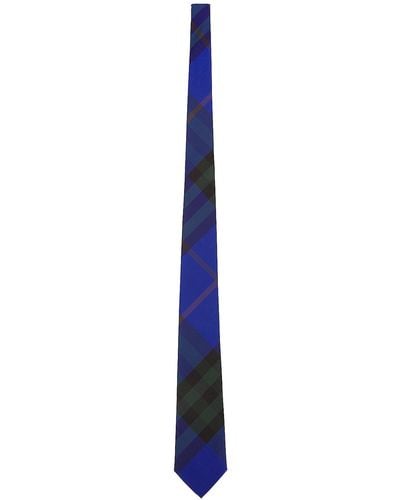 Burberry Check Pattern Tie - Blue
