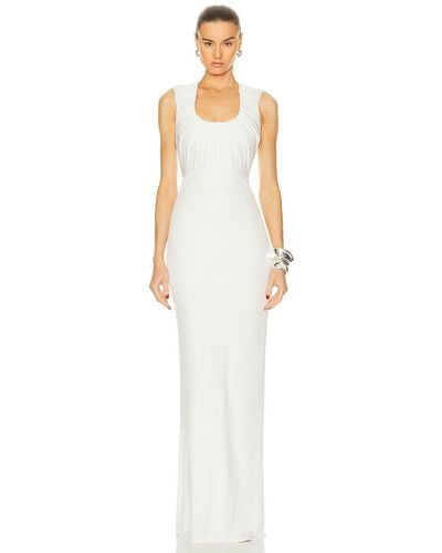 Zeynep Arcay Ruched Neck Jersey Maxi Dress - White