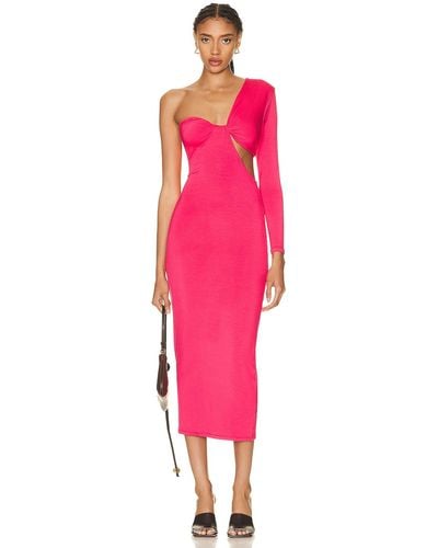 SER.O.YA Ivana One Sleeve Midi Dress - Pink