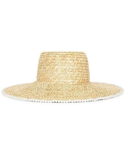 Lele Sadoughi Pearl Edge Straw Hat - Natural