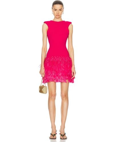 Aje. Rushes Fringe Knit Mini Dress - Pink