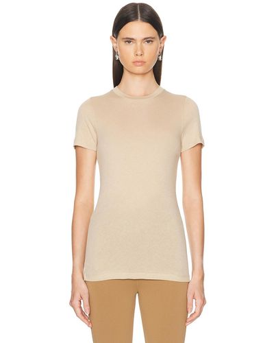 Wardrobe NYC Fitted Short Sleeve Top - Natural