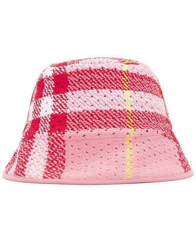 Burberry Knitted Check Bucket Hat - Pink
