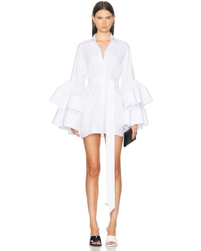Christopher John Rogers Ruffle Sleeve Mini Dress - White