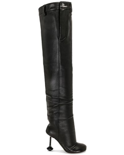 Loewe Toy Panta Silver-tone-hardware Leather Over-the-knee Boots - Black
