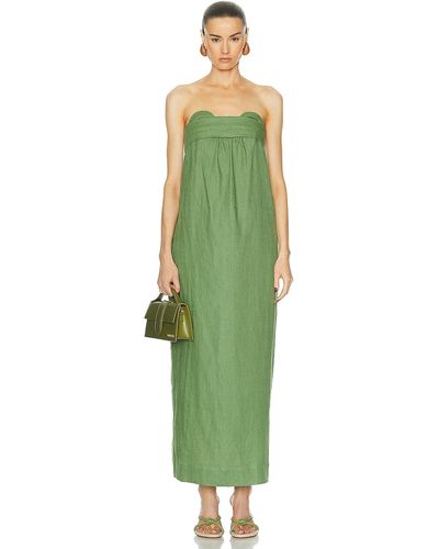 Adriana Degreas Jellyfish Solid Strapless Long Dress - Green