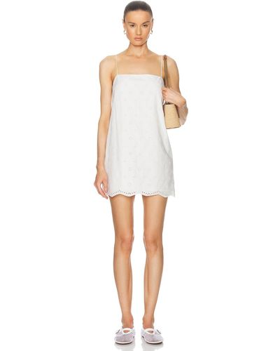 Matteau Broderie Shift Mini Dress - White