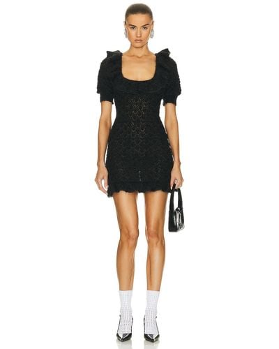 Alessandra Rich Lace Knit Mini Dress - Black