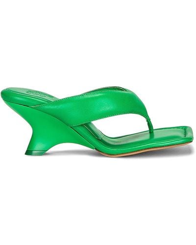 Gia Borghini For Fwrd Leather Thong Wedge Sandal - Green