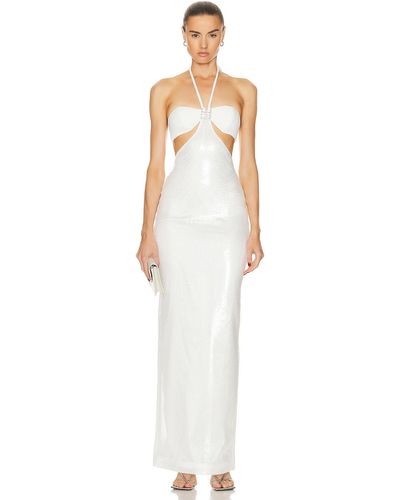David Koma Bra Detail Sequin Gown - White