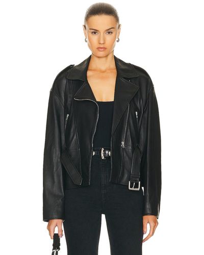 Nili Lotan Aurelie Waisted Leather Jacket - Black