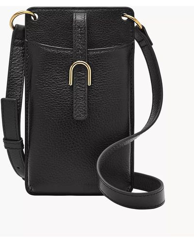 Fossil Vada Leather Phone Crossbody Purse Handbag - Black