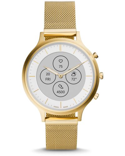 Fossil Hybrid Smartwatch Hr Charter Gold-tone Stainless Steel - Metallic