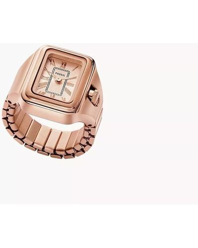 Fossil Raquel Watch Ring Two-hand Rose Gold-tone Stainless Steel - Pink