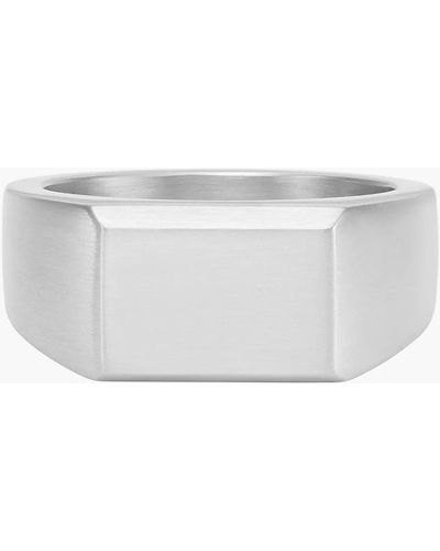 Fossil All Stacked Up Stainless Steel Signet Ring - Grey