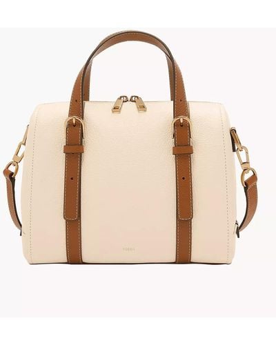 Fossil Carlie Leather Satchel - Natural
