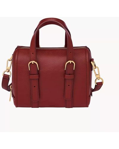 Fossil Carlie Leather Mini Satchel - Red