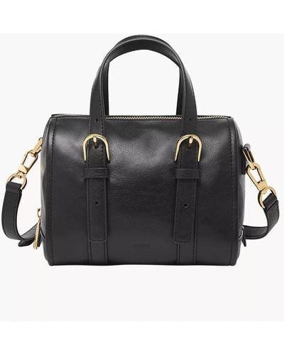 Fossil Carlie Leather Mini Satchel Purse Handbag - Black