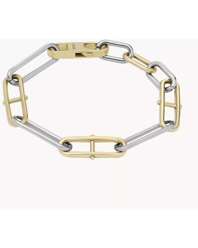 Fossil Heritage D-link Two-tone Stainless Steel Chain Bracelet - Metallic
