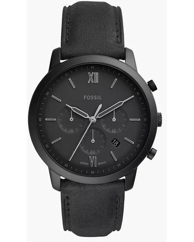 Fossil Neutra Quartz Stainless Steel And Leather Chronograph Watch - Black