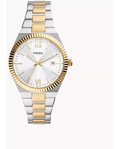 Fossil Scarlette Three-hand Date Two-tone Stainless Steel Watch - Metallic