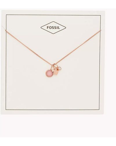 Fossil Heart And Rose Quartz Necklace Jewellery - Multicolour