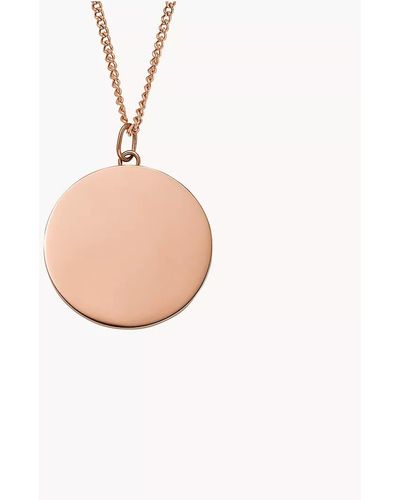 Fossil Drew Rose Gold-tone Stainless Steel Pendant Necklace - Pink