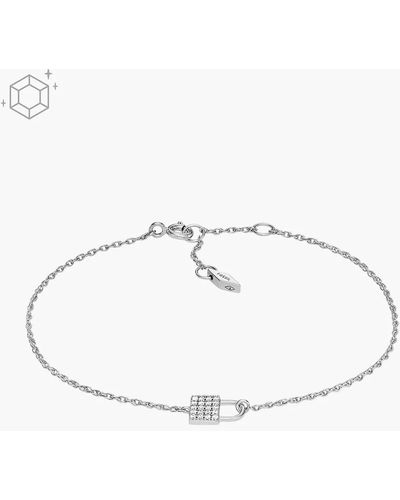 Fossil Sterling Silver Lock Chain Bracelet - White
