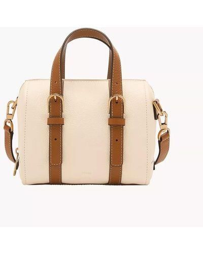 Fossil Carlie Leather Mini Satchel - Natural