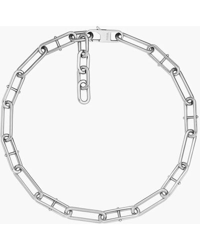 Fossil Heritage D-link Stainless Steel Chain Necklace - Metallic